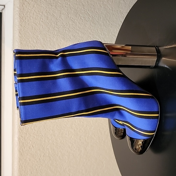 Marco De Vincenzo Blue Canvas Striped Boots, Women's Size 5 - 5-1/2 - Picture 2 of 11